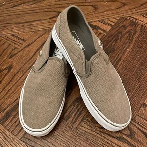 Limited Edition | Olive Green Textured Vans Slip-Ons | NWOT | WMN US Size 7.5